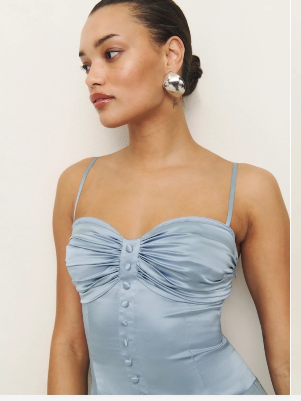Reformation Ursula Silk Dress Blue - Picture 2 of 4